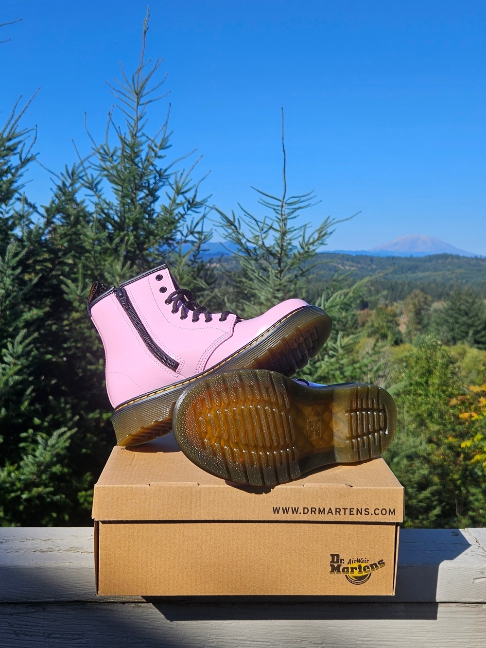Dr. Martens 1460 J Kids Pale Pink Patent Boots UK 2 US 3-4 with Box